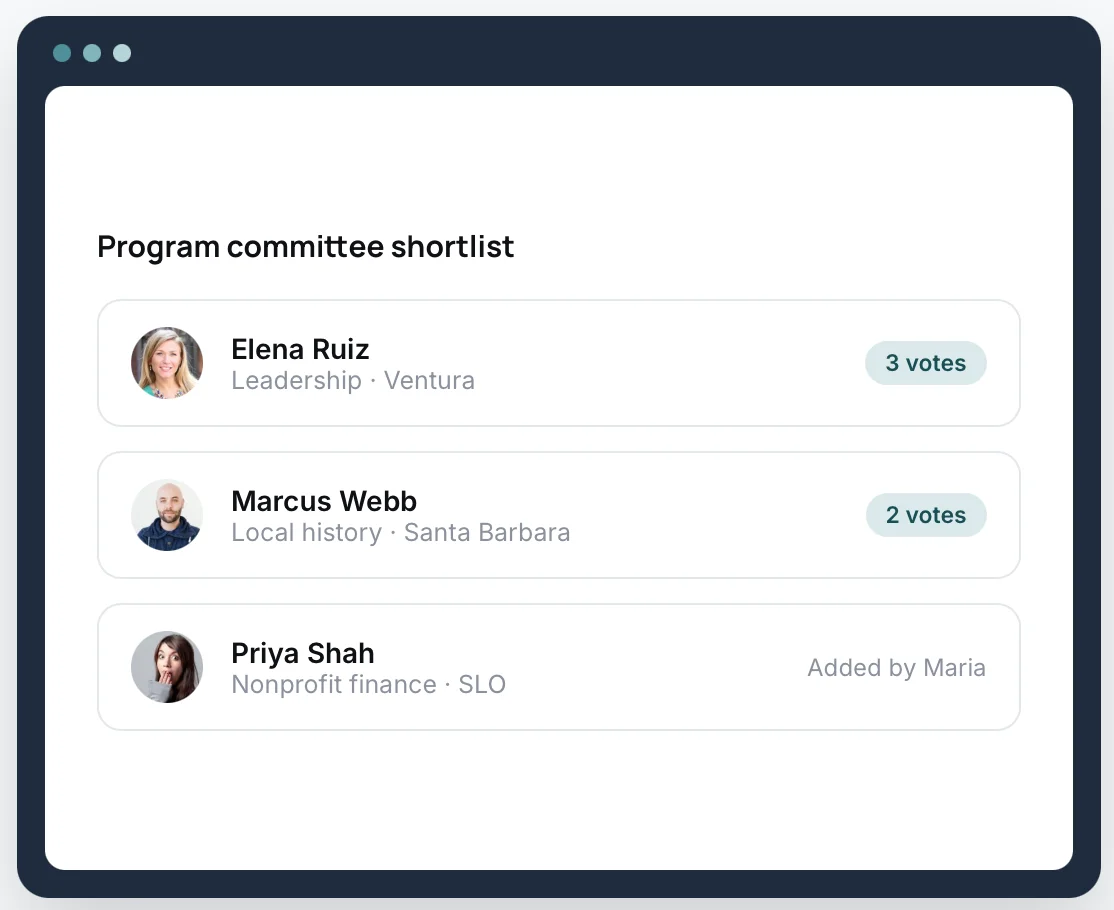Program committee shortlist