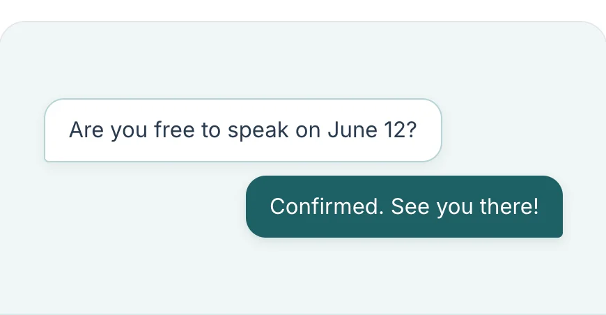 A booking confirmed over messages